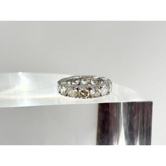 Chunky 360 degree Multi Gemstoned Vintage Sterling Silver Style Ring - sz 5.75 - Picture 3 of 10